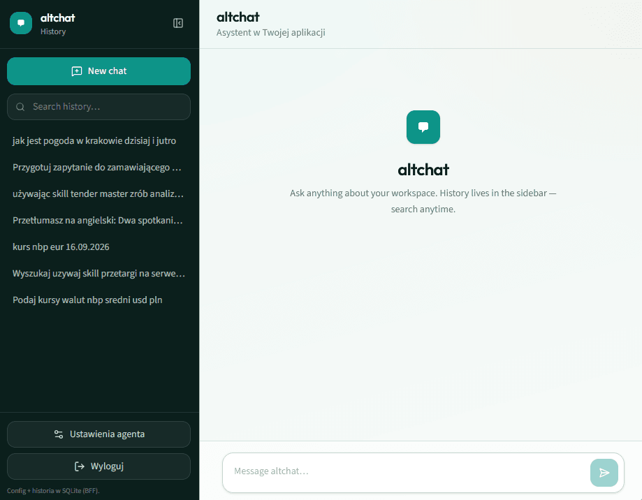 Alterkom ChatBot — interfejs altchat