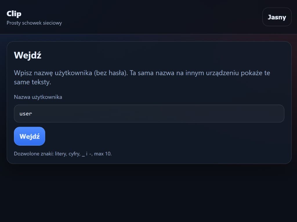 Logowanie nazwą użytkownika